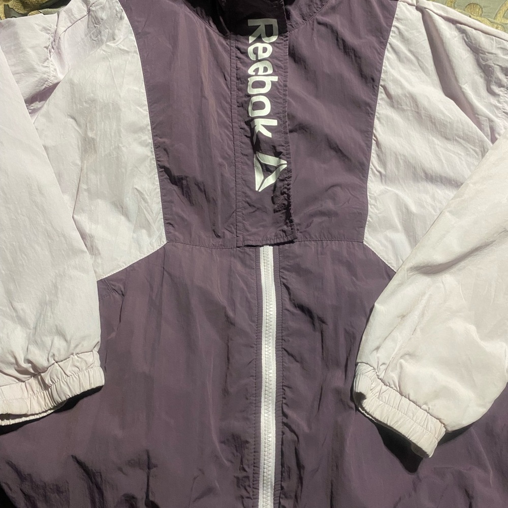 Reebok Purple and White Windbreaker Jacket and Pants
